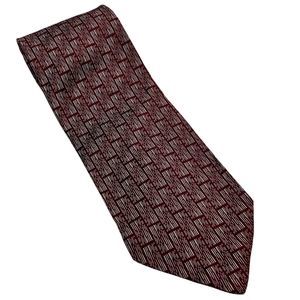 Hickey Freeman Men’s Dark Red Multicolor 100% Silk Tie Necktie Brick Pattern USA